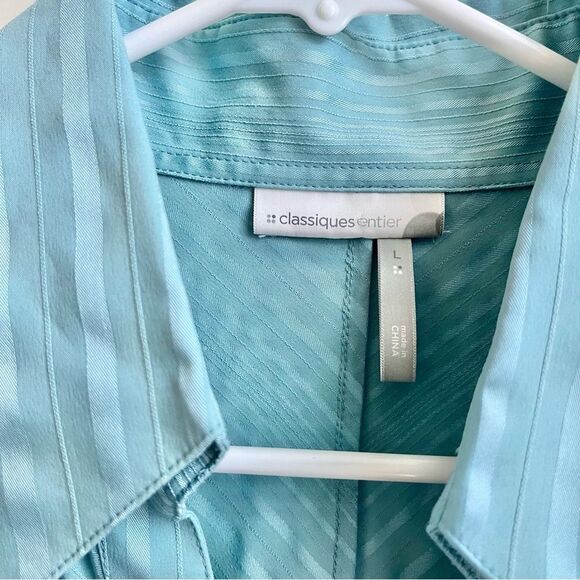 Classiques entier blue button up collar shirt long sleeve diagonal stripe large - Picture 4 of 4